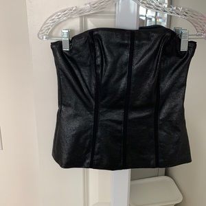 White House black market faux leather corset top